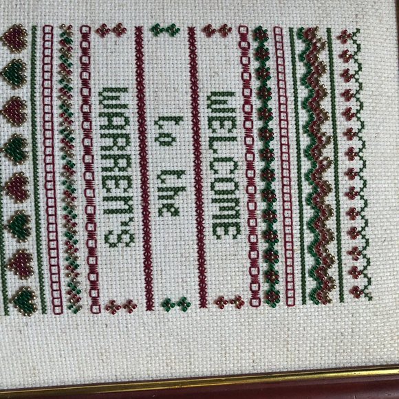 Hand crafted beaded picture wall table decor framed welcome to warren's - Picture 2 of 5